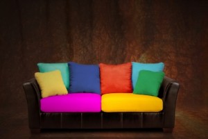 Use pillows to color your sofa!