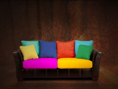 Use pillows to color your sofa!